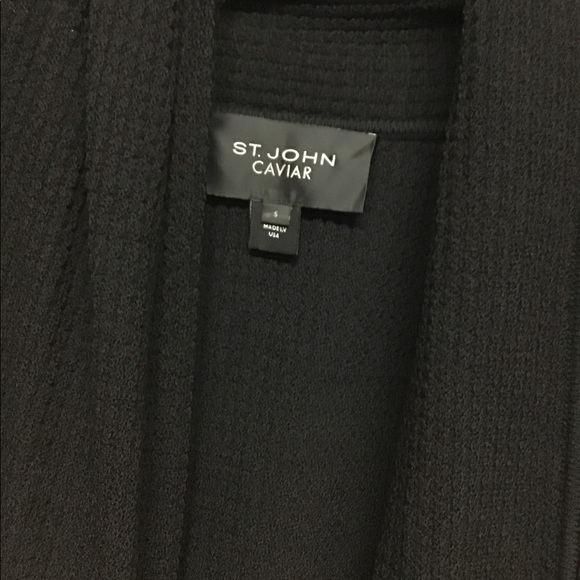 St John Caviar Black Label Textured Black Cardigan S - Picture 1 of 7